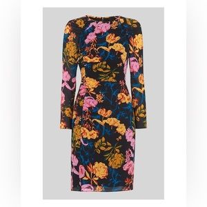 Digital Bloom Silk Bodycon Dress